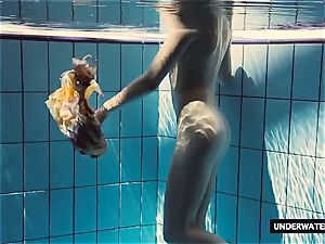 scorching giant breasted teenager Lera swimming in the pool